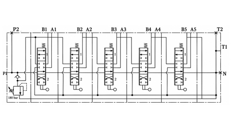 RUČNÍ HYDRAULICKÝ VENTIL MONOBLOK 5xZ80
