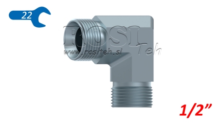 HYDRAULICKÝ ELBOW 90° BSP KRÁTKÝ MUŽSKÝ-MUŽSKÝ 1/2