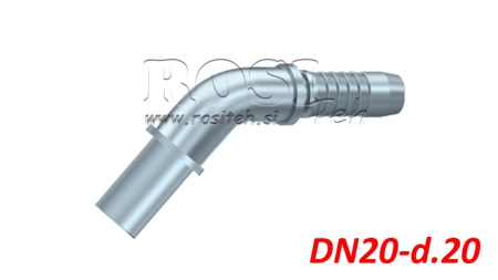 HYDRAULIKANSCHLUSS ROHRÜBERGANG WINKEL 45° DN20-d.20