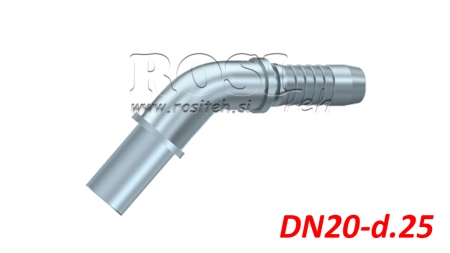HYDRAULICKÁ PŘIPOJOVACÍ HADICE PŘECHODOVÝ LOM 45° DN20-d.25