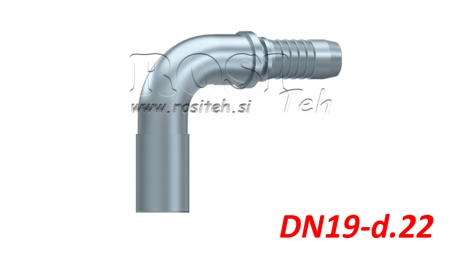 HYDRAULIC CONNECTOR HOSE TRANSITION ELBOW 90° DN19-D.22