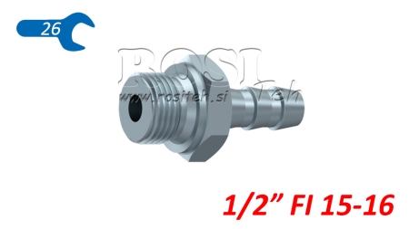 HYDRAULICKÉ PŘIPOJENÍ MUŽSKÉ 1/2 PRO GUMOVOU HADICI Φ 15-16