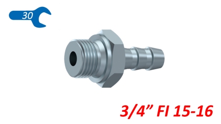 HYDRAULICKÉ PŘIPOJENÍ MUŽSKÉ 3/4 PRO GUMOVOU HADICI Φ 15-16
