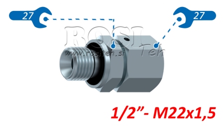 HYDRAULICKÝ DVOVIJAČNIK UVOJNÝ VIJAČNÍ SPOJ AOVR ED BSP1/2 - M22X1,5
