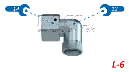 HYDRAULICKÉ KOLENO 90° L-6 S OTOČNOU MATKOU M12X1,5