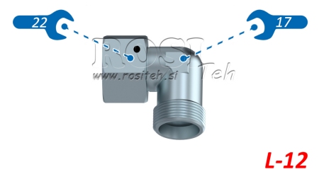 HYDRAULICKÉ KOLENO 90° L-12 S OTOČNOU MATKOU M18X1,5