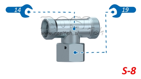 HYDRAULICKÝ T-KUS S-8 S CENTRÁLNÍ OTOČNOU MATKOU M16X1,5