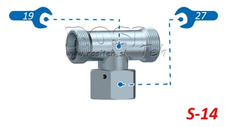 HYDRAULICKÝ T-KUS S-14 S CENTRÁLNÍ OTOČNOU MATKOU M22X1,5