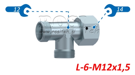 HIDRAVLIČNI T KOM L-6 Z VRTLJIVO MATICO STRANSKO M12x1,5