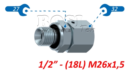 HIDRAVLIČNI UVOJNI VIJAČNI SPOJ AOVR ED BSP1/2 - (18L) M26x1,5