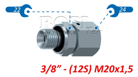 HIDRAVLIČNI UVOJNI VIJAČNI SPOJ AOVR ED BSP3/8 - (12S) M20x1,5