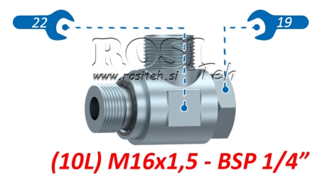 HIDRAVLIČNI VRTLJIVI KOTNI  PRIKLJUČEK SWVE (10L) M16x1,5 - BSP1/4