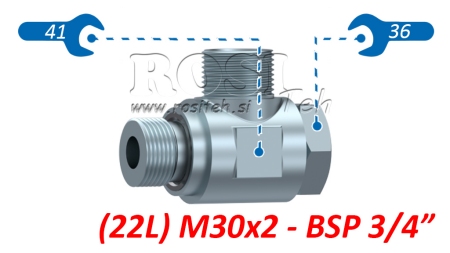 HIDRAVLIČNI VRTLJIVI KOTNI  PRIKLJUČEK SWVE (22L) M30x2 - BSP3/4