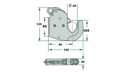 AUTOMATIC HOOK FOR TRACTOR HITCH HYDRAULICS CAT.1 ECO - dimensions