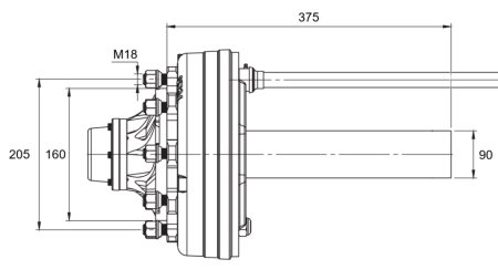 POLOOSA S BRZDAMI - 5250 kg (6 ŠROUBŮ) - 290 mm