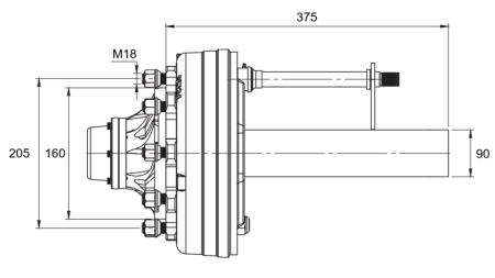 POLOOSA S BRZDAMI - 5250 kg (6 ŠROUBŮ) - 290 mm