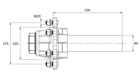 POLOOSA BEZ BRZD - 5500 kg (8 ŠROUBŮ) - 230 mm