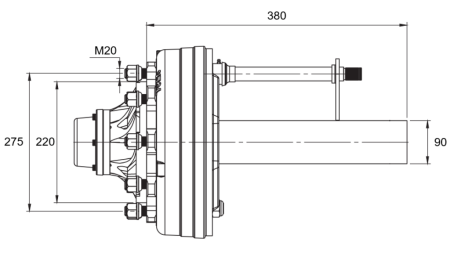 POLOOSA S BRZDAMI - 5000 kg (8 ŠROUBŮ) - 380 mm