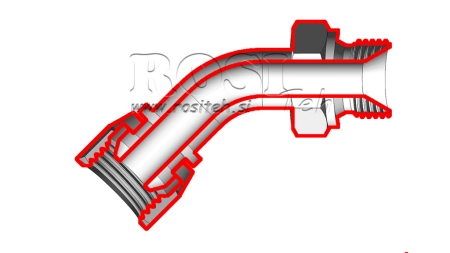 HYDRAULICKÝ LOM 45° BSP MUŽSKÝ-ŽENSKÝ 1/4