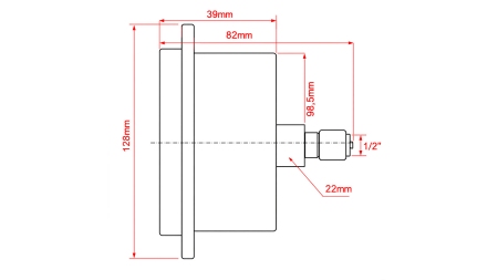MANOMETR DN100 ZADNÍ 0 - 10 BAR - 1/2