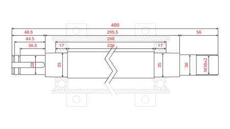 OSOVINA ZA CIRKULAR LITOŽELEZNA 400mm (DESNI NAVOJ)