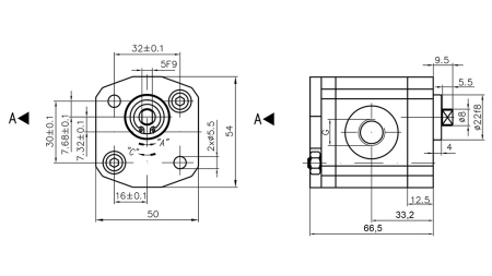 POMPE HYDRAULIQUE 00A1.5X033 GR.0 - 1,5cc - GAUCHE