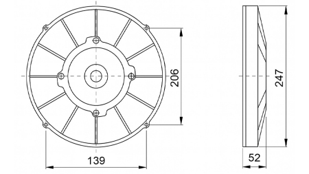 AXIÁLNÍ VENTILÁTOR 225MM TLAČÍCÍ 24V