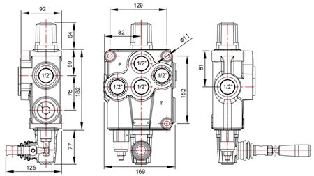 RUČNÍ HYDRAULICKÝ VENTIL MONOBLOK 1xP120