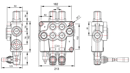 RUČNÍ HYDRAULICKÝ VENTIL MONOBLOK 2xP120