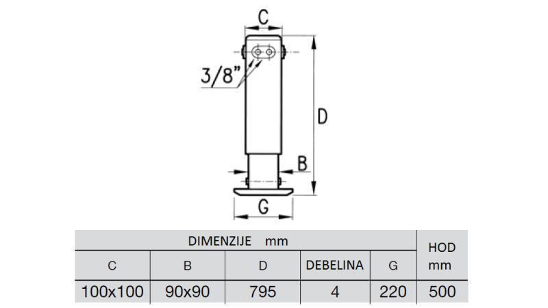 HIDRAVLIČNA NOGA DVOSMERNA 3,8 TON 500mm