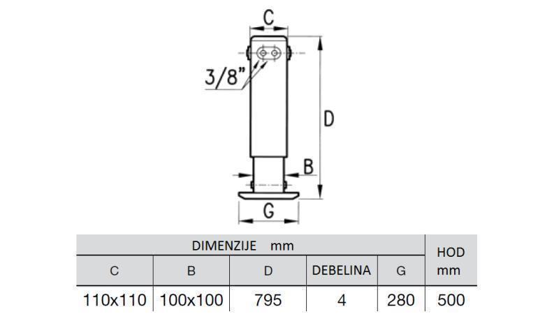 HIDRAVLIČNA NOGA DVOSMERNA 5,2 TON 500mm