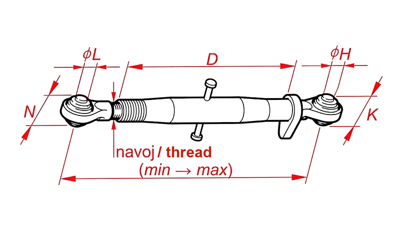 TRAKTOROVÝ TŘETÍ BOD ASSEMBLY CAT 3 M40X3 -770/1090