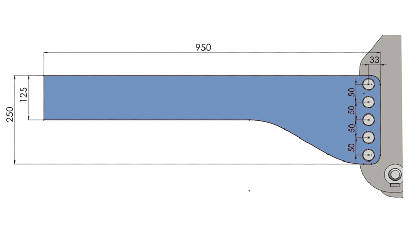 UNIVERZÁLNÍ MONTÁŽNÍ KONZOLE PRO ČELNÍ HYDRAULIKU TRAKTORU CAT. 2 & CAT. 3 (950 mm)