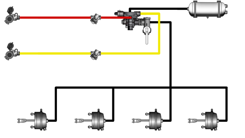 SET OF AIR HYDRAULIC BRAKES FOR TRAILER COMPLETE DUAL CIRCUIT SYSTEM 4 CYLINDERS
