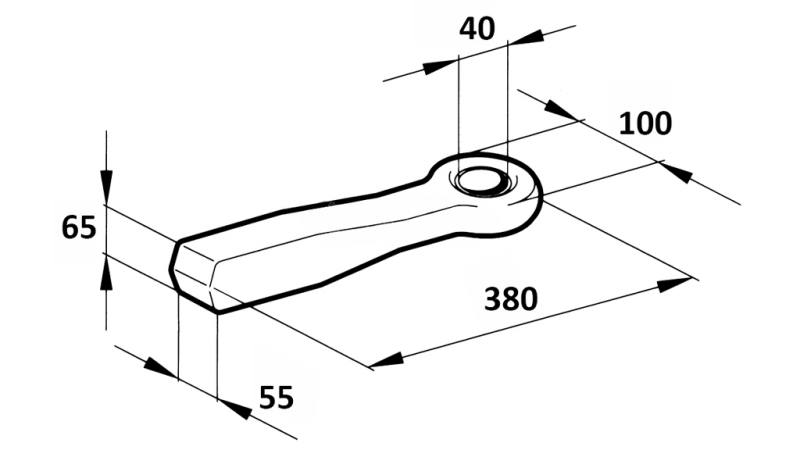 FIXNÍ TAŽNÝ HÁK FI40 55X65 L380 - 10000KG/1500KG