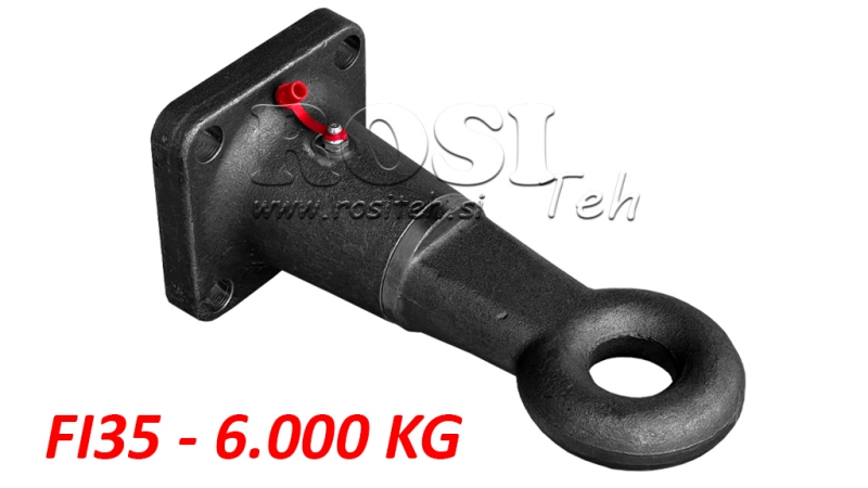 SWIVEL TOWING HOOK FI35 6 TON E3 IN HOUSING 6000/1500KG