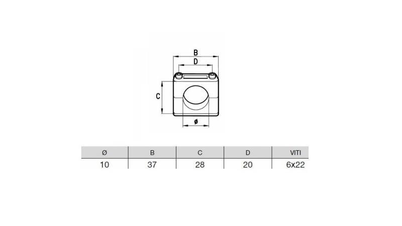PIPE HOLDER DIAMETER 10 - dimensions