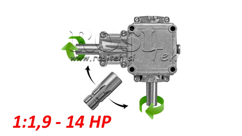 ЪГЛОВА СКОРОСТНА КУТИЯ PTO 1:1.9 (14HP-10KW)