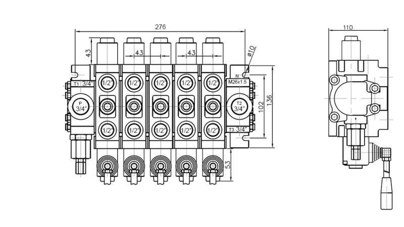 HYDRAULIC VALVE 5xPC70