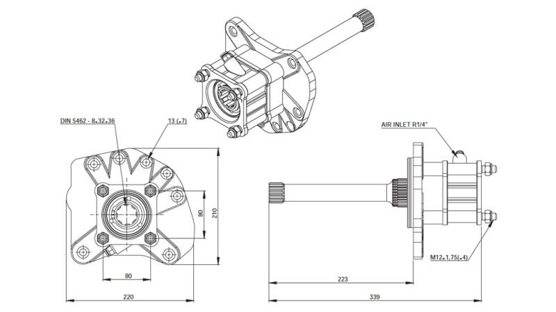 Rozměry HYDRAULICKÉ PUMPY - MERCEDES AXOR 1