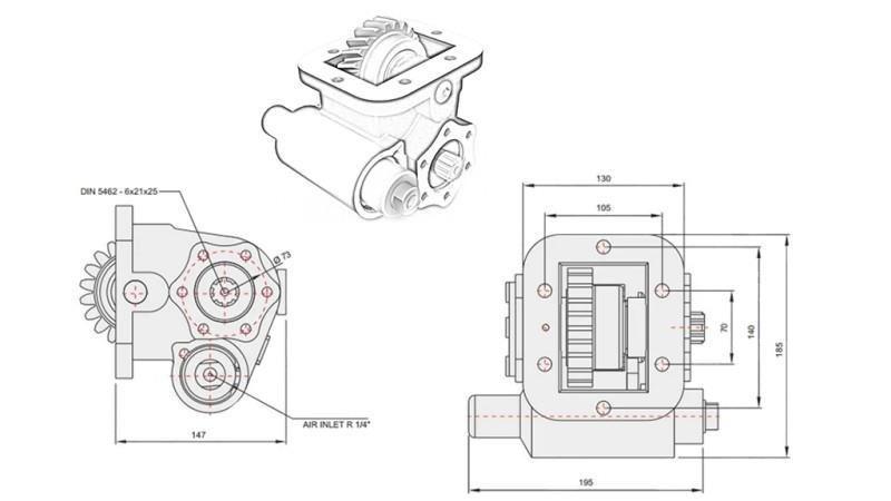 Rozměry HYDRAULICKÉ PUMPY - IVECO 475 SMLX