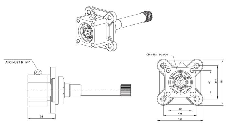 Rozměry VÝSTUPU PRO HYDRAULICKÉ ČERPADLO - VOLVO SR-1700-1