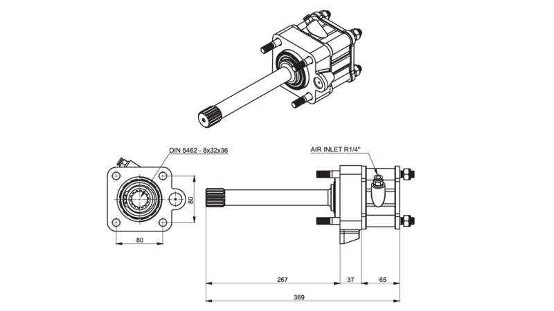 Dimensions OUTPUT FOR HYDRAULIC PUMP - MAN ROTERDAR