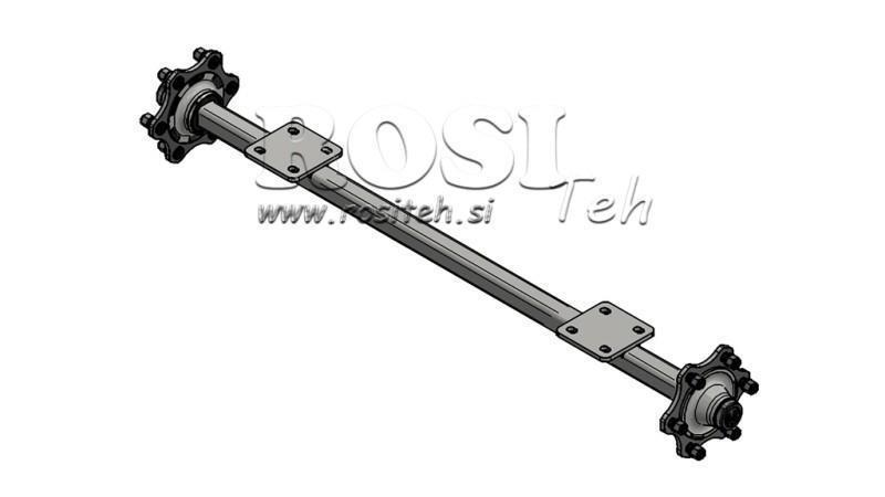 AXLE FOR TRAILER 1800 kg WITHOUT BRAKES (1460 mm) with mounting plate
