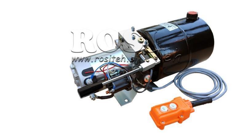 MINI HIDRAVLIČNI AGREGAT 12V DC - 1,6kW = 2,1cc - 8 lit - enosmerni sklop Z ROČNO ČRPALKO