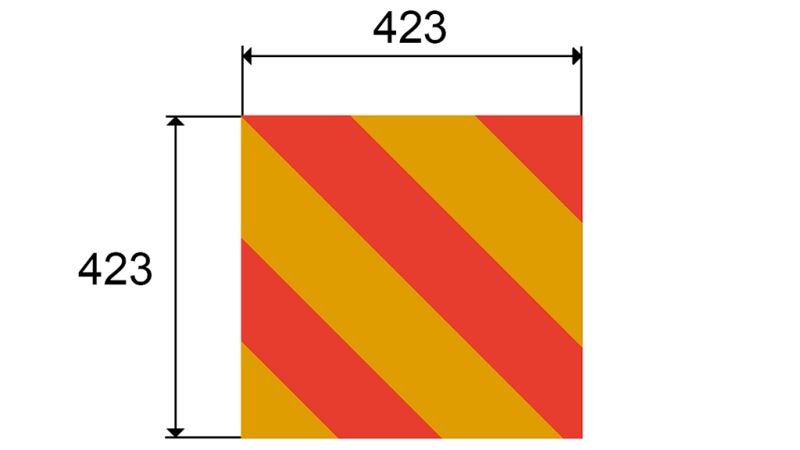 ALU VAROVNÝ PŘÍZNAK PRO VOZY A PŘÍPOJKY DIM.423X423MM