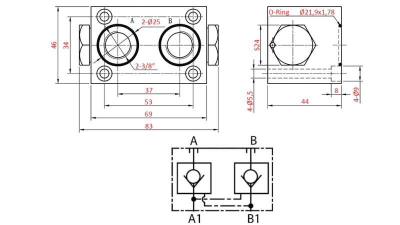DOUBLE NON-RETURN FOR YEAT-COMBINE VALVE (AinB)