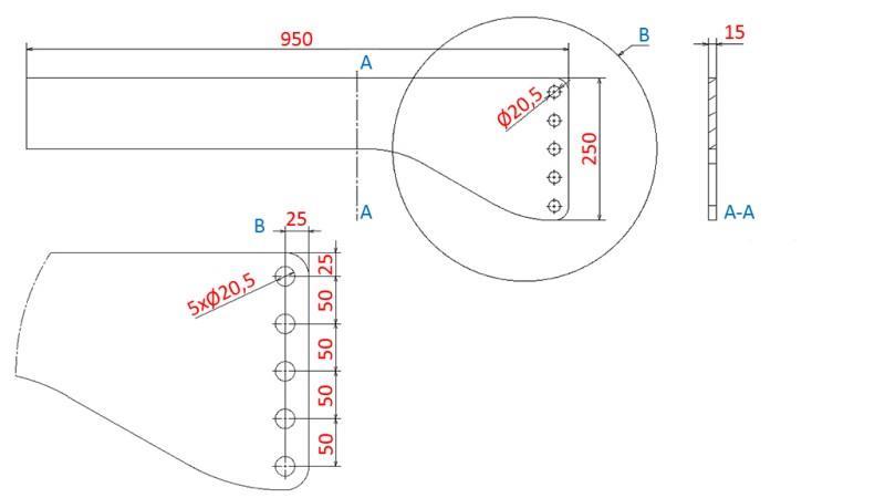 UNIVERSAL MOUNTING (900mm) FRONT HYDRAULICS FOR TRACTOR 1500kg