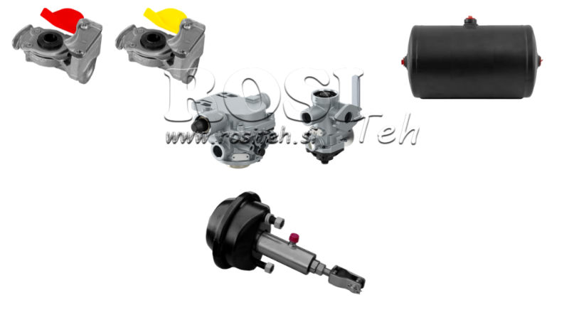 SET OF AIR-HYDRAULIC BRAKES FOR TRAILER COMPLETE DUAL CIRCUIT SYSTEM 1 CYLINDER