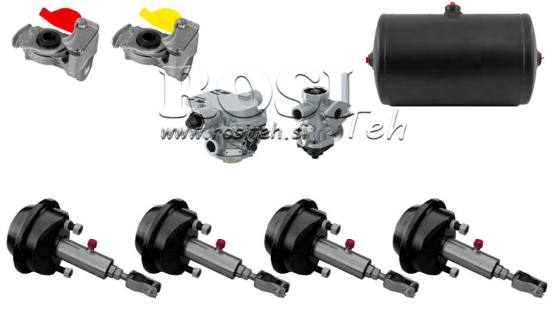 SET OF AIR HYDRAULIC BRAKES FOR TRAILER COMPLETE DUAL CIRCUIT SYSTEM 4 CYLINDERS